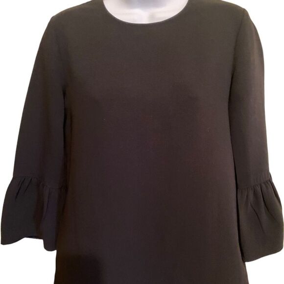 Madewell Black Bell Sleeve Crepe Top with Keyhole Back Sleek and Swingy Top XXS - Picture 9 of 12